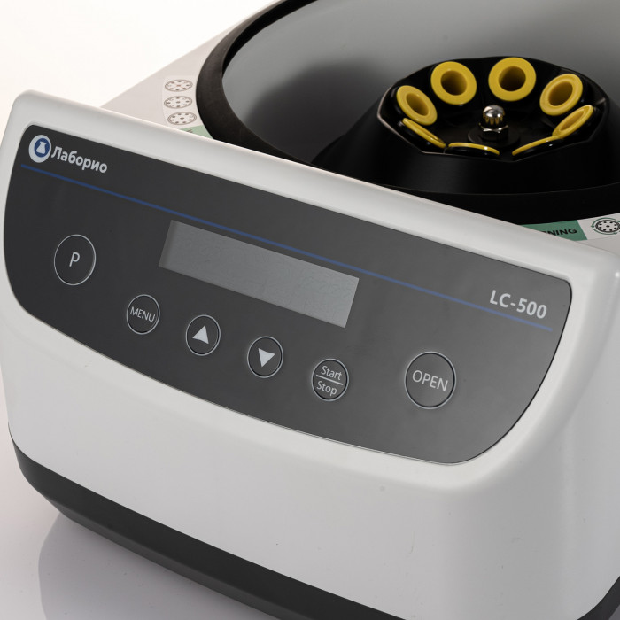 Центрифуга для пробирок 15 мл х 8 шт (2/5/10 мл х 8 шт), 500-4000 об/мин, ускорение 2075 xg, мощность 60 W, цифровое управление, Лаборио LC500-8