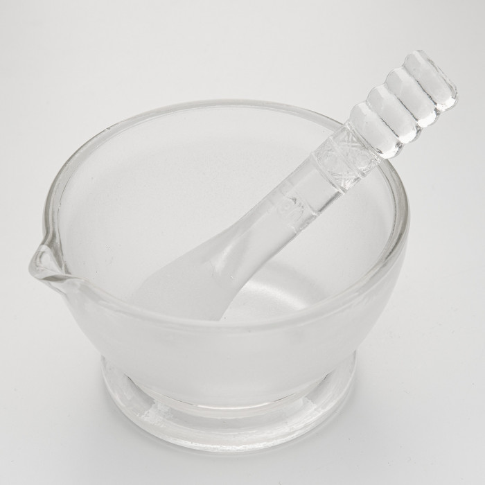 Ступка стеклянная с пестиком, диаметр 90 мм