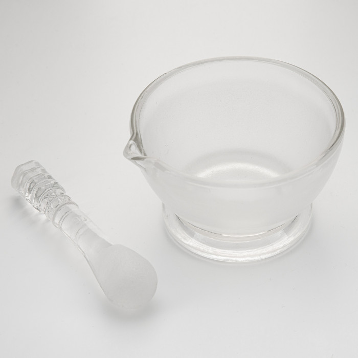 Ступка стеклянная с пестиком, диаметр 90 мм