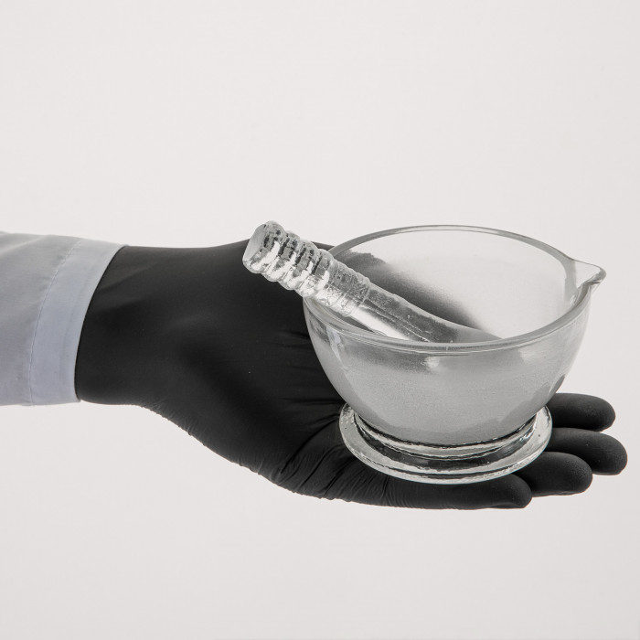 Ступка стеклянная с пестиком, диаметр 90 мм