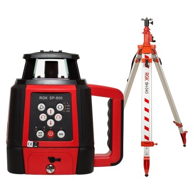 Комплект: ротационный нивелир RGK SP-800 с калибровкой + элевационный штатив RGK SH-340