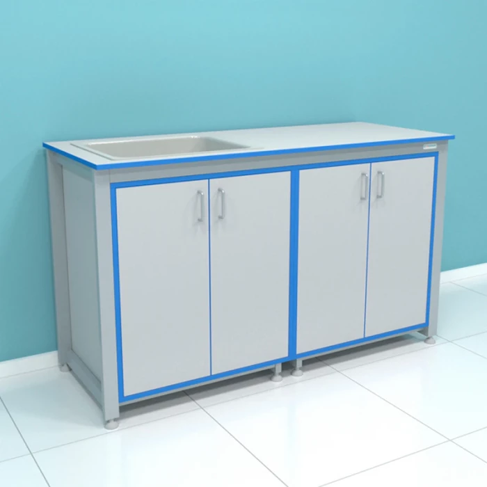 Стол-мойка лабораторный (раковина из полипропилена) ПР.МЛП.150.60.90 HPL16