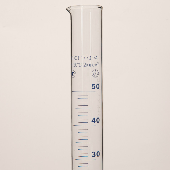 Цилиндр 50 мл (мерный: исполнение 3 - на полиэтиленовом основании), Цилиндр 3-50-2