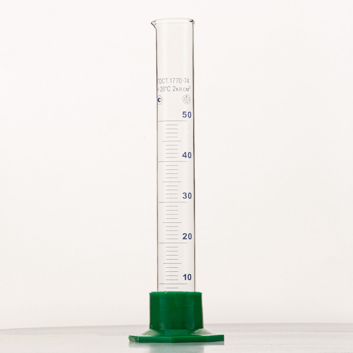 Цилиндр 50 мл (мерный: исполнение 3 - на полиэтиленовом основании), Цилиндр 3-50-2