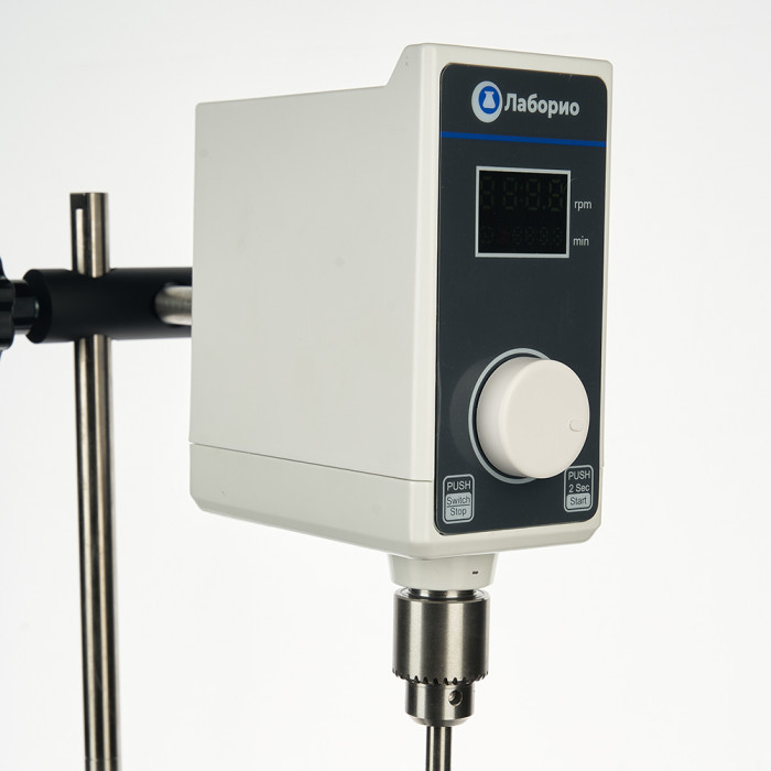 Верхнеприводная мешалка 20 л, 50-1200 об/мин, бесщёточный двигатель, дисплей, таймер, Лаборио OS-30Pro