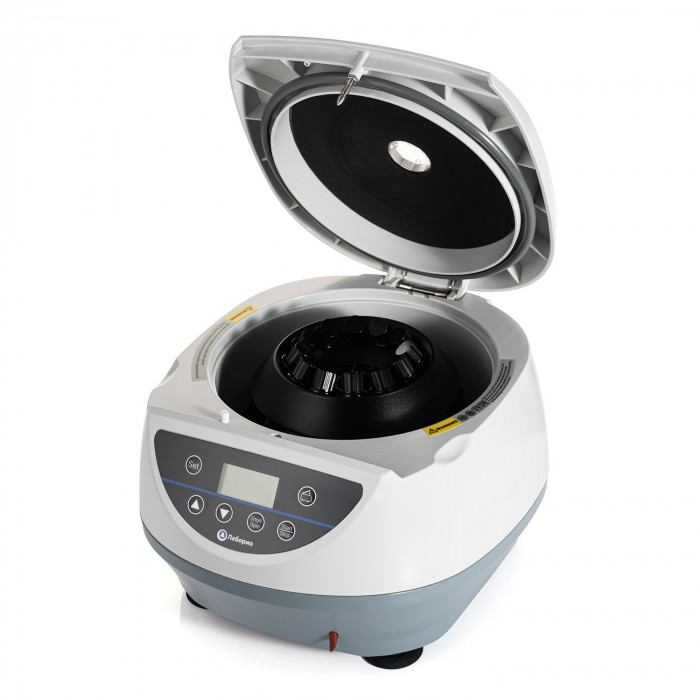 Центрифуга для пробирок 10 / 5 мл х 12 шт, 500-5000 об/мин, ускорение 3074 xg, мощность 40 W, цифровое управление, Лаборио LC-12S