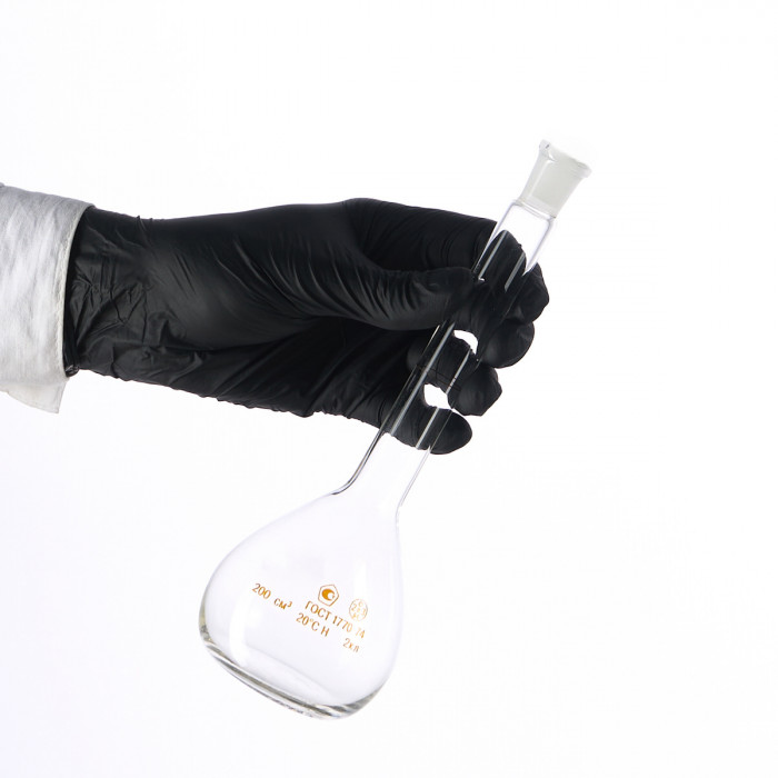 Колба лабораторная ( мерная: исполнение 2 - с одной меткой и пришлифованной пробкой) Колба-2-200-2, конус 14/23