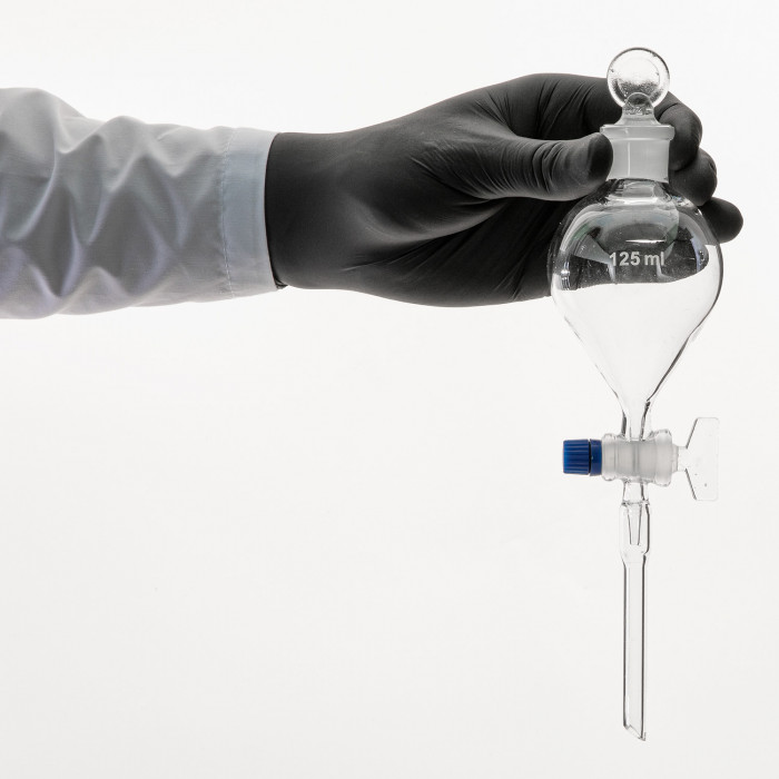 Воронка капельная шарообразная с краном 125 мл, 9×140 диаметр х длина стержня