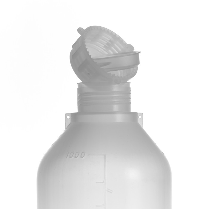 Бутылка градуированная 500 мл, с узким горлом, серая, с крышкой, ПЭВД, LAMAPLAST