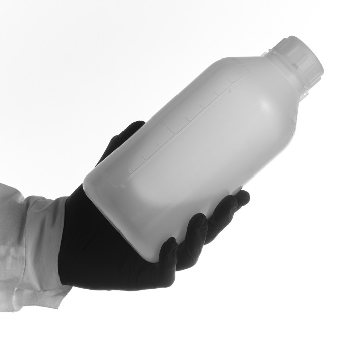 Бутылка градуированная 500 мл, с узким горлом, серая, с крышкой, ПЭВД, LAMAPLAST