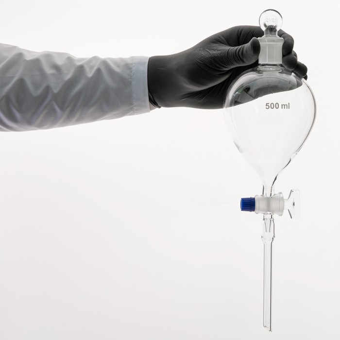 Воронка капельная шарообразная с краном 500 мл, 10×140 диаметр х длина стержня