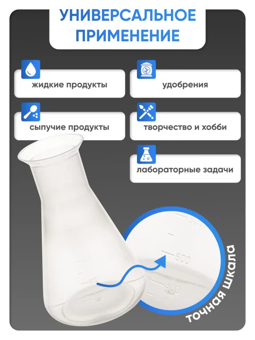 Колба коническая 1000 мл, п/п, Лаборио