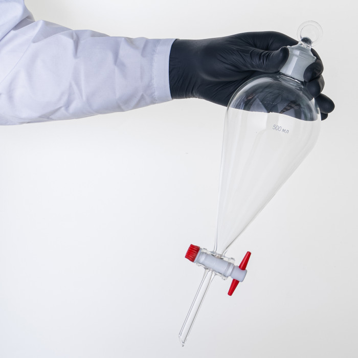 Воронка делительная грушевидная ВД-3-500 ТС, PTFE кран, без делений