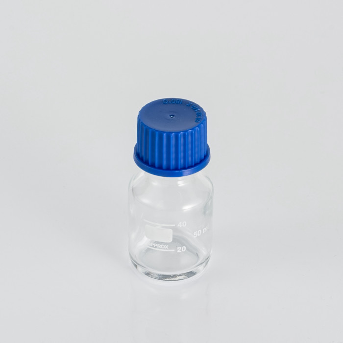 Банка лабораторная светлая 50 мл, делениями, навинчивающаяся крышка, БС-50