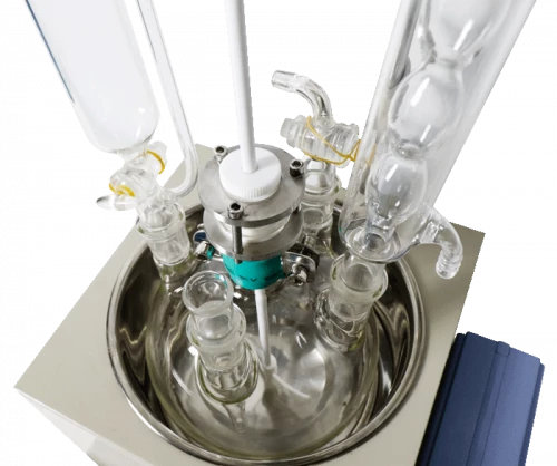 Однослойный стеклянный реактор на 5 литров DF-5L, с ванной