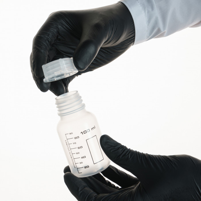 Банка широкогорлая для реактивов 100 мл, с делениями черного цвета, п/п, LAMAPLAST