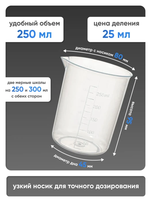 Стакан 250 мл п/п с носиком, Лаборио
