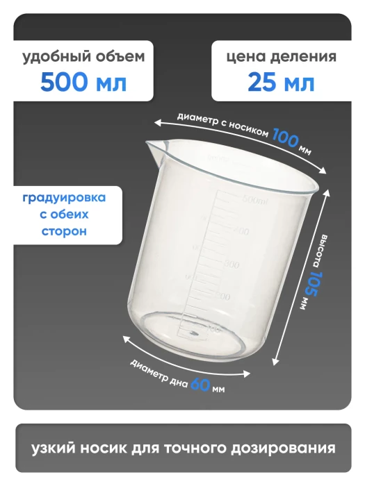 Стакан 500 мл п/п с носиком, Лаборио