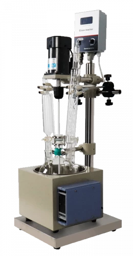 Однослойный стеклянный реактор на 2 литра DF-2L, с ванной