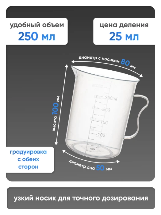 Стакан с ручкой 250 мл, п/п, Лаборио