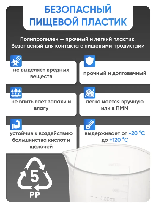 Стакан с ручкой 500 мл, п/п, Лаборио