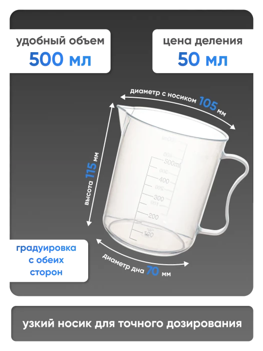 Стакан с ручкой 500 мл, п/п, Лаборио