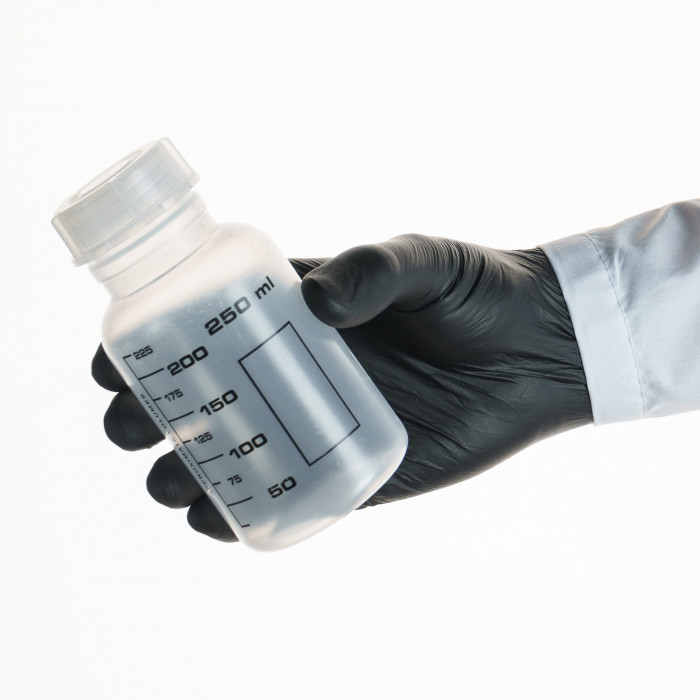 Банка широкогорлая для реактивов 250 мл, с делениями черного цвета, п/п, LAMAPLAST