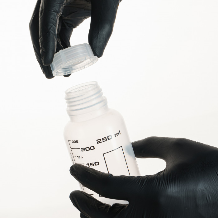 Банка широкогорлая для реактивов 250 мл, с делениями черного цвета, п/п, LAMAPLAST