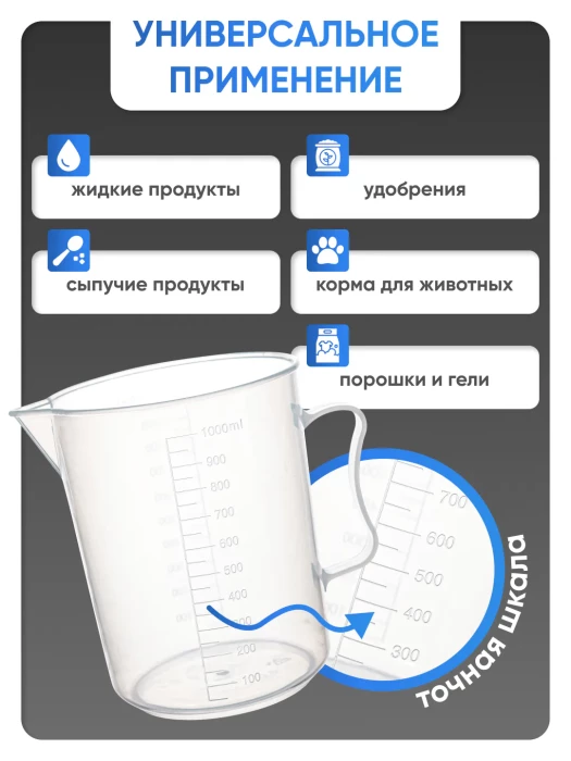 Стакан с ручкой 1000 мл, п/п, Лаборио