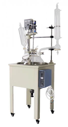 Однослойный стеклянный реактор DF-10L, с ванной