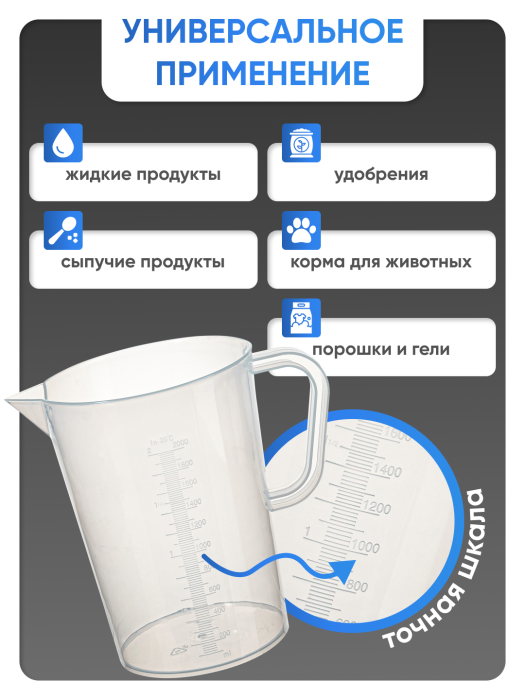 Стакан с ручкой 2000 мл, п/п, Лаборио