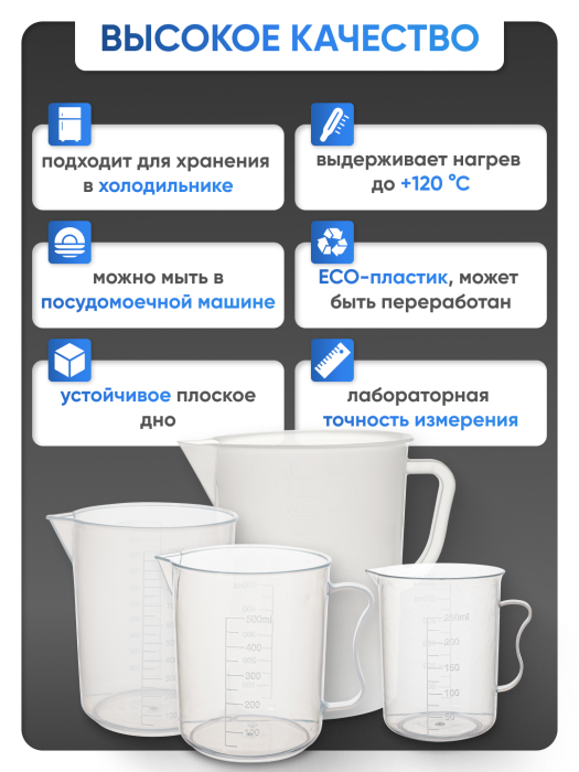 Стакан с ручкой 2000 мл, п/п, Лаборио