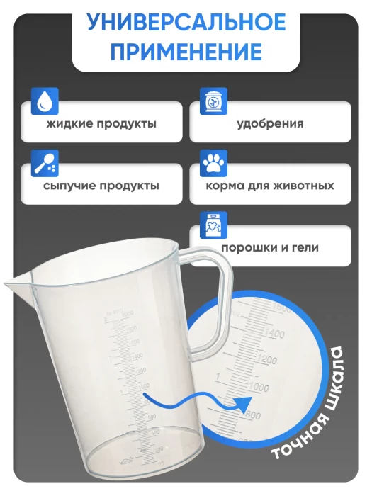 Стакан с ручкой 2000 мл, п/п, Лаборио