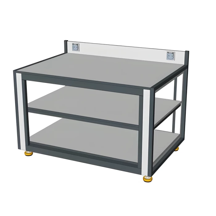 Стол для тяжёлого оборудования, электрифицированный с полкой ПР.ЛСУ-П.ЭЛ.120.83.75/87.П16