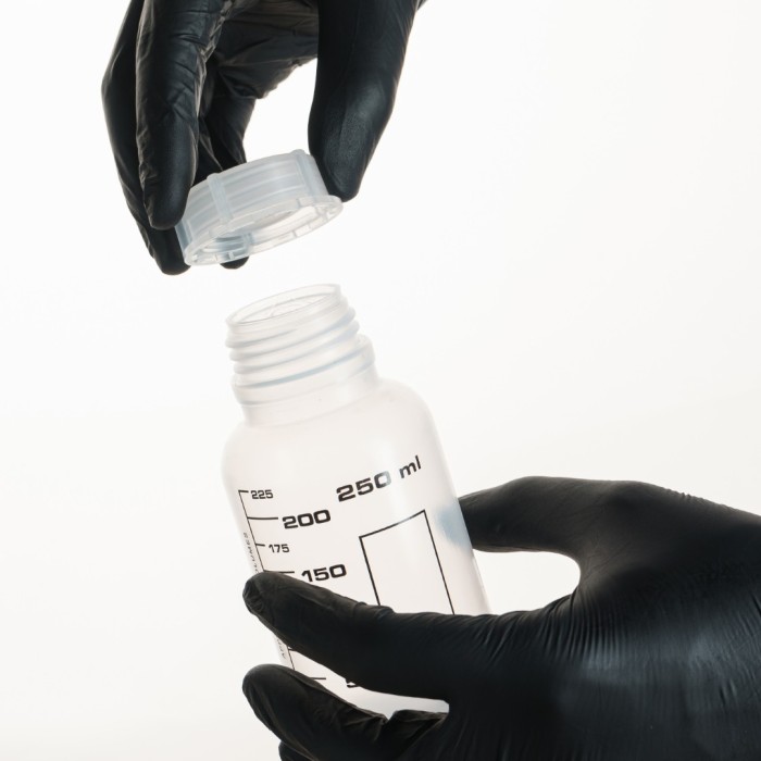 Банка широкогорлая для реактивов 250 мл, с делениями черного цвета, п/п, Лаборио