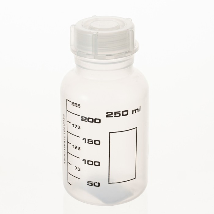 Банка широкогорлая для реактивов 250 мл, с делениями черного цвета, п/п, Лаборио