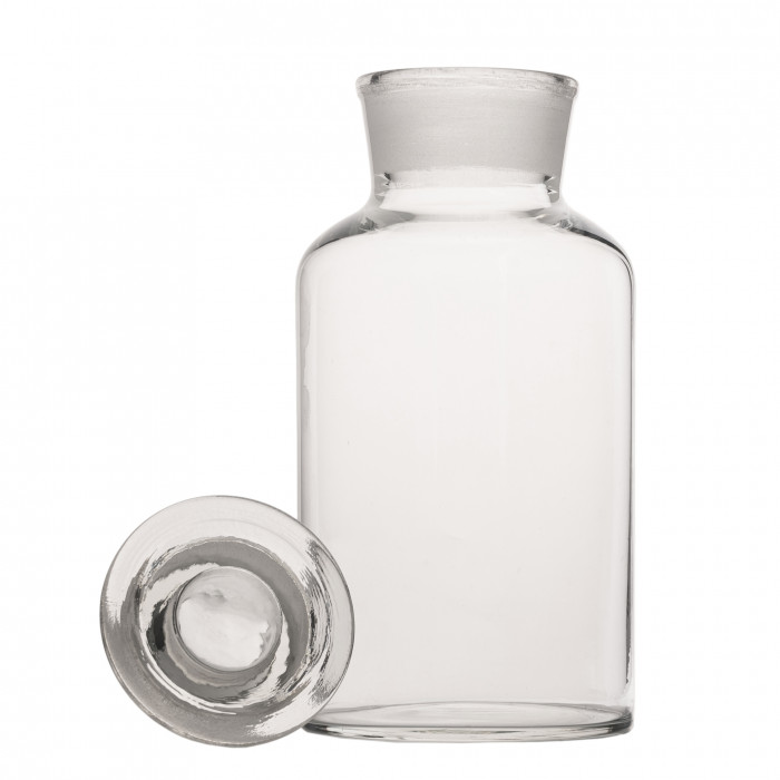 Склянка для реактивов ССШ-1000 из светлого стекла с широкой горловиной и притертой пробкой 1000 мл