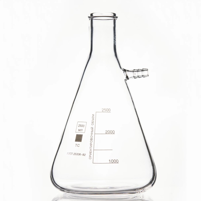 Колба Бунзена 2500 мл (с тубусом) 1-2500, с цилиндрической горловиной