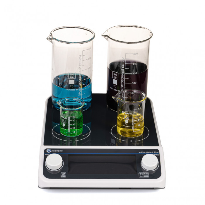 Магнитная мешалка 4-х местная 500 мл, 50-1500 об/мин, мощность 20 W, Лаборио MMS4 PRO