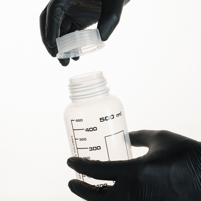 Банка широкогорлая для реактивов 500 мл, с делениями черного цвета, п/п, LAMAPLAST