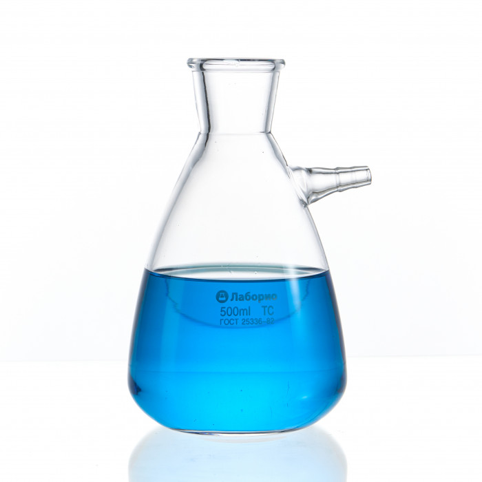 Колба Бунзена 500 мл (с тубусом) 1-500, с цилиндрической горловиной
