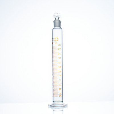 Цилиндр 250 мл (мерный: исполнение 2 - с пришлифованной пробкой, на стеклянном основании), 2-250-2
