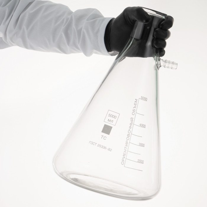 Колба Бунзена 5000 мл (с тубусом) 1-5000, с цилиндрической горловиной