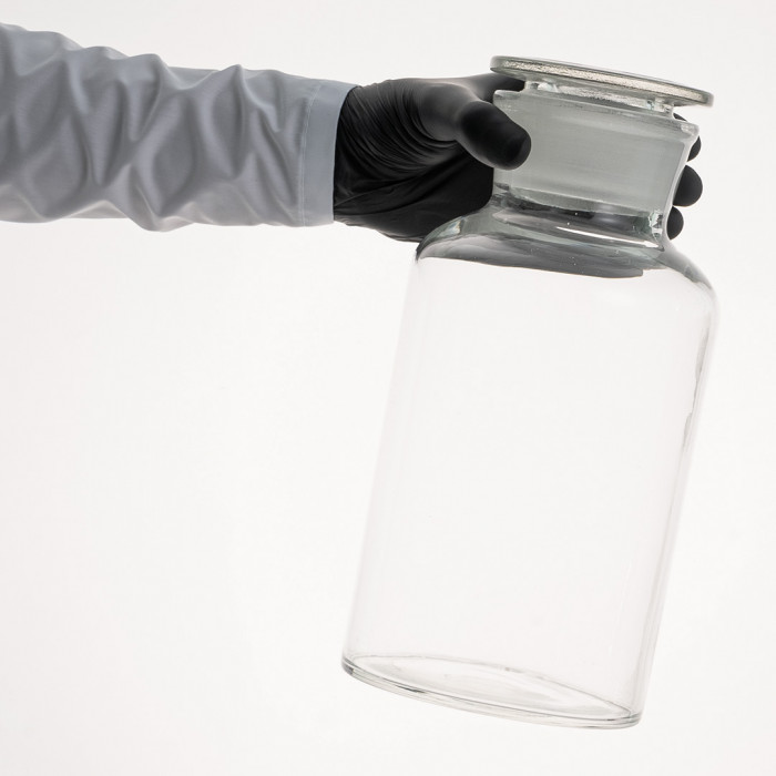 Склянка для реактивов ССШ-2500 из светлого стекла с широкой горловиной и притертой пробкой 2500 мл