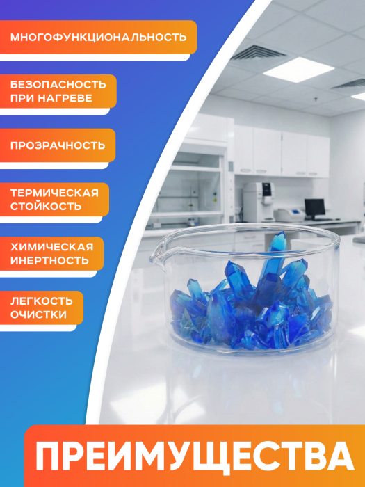 Чаша кристаллизационная ЧКЦ-1-150, 150x75 мм, 1000 мл, боросиликатное стекло Boro 3.3