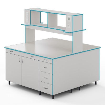 Островной стол со столешницей из монолитной керамики СЛО НВК 1500 МОН