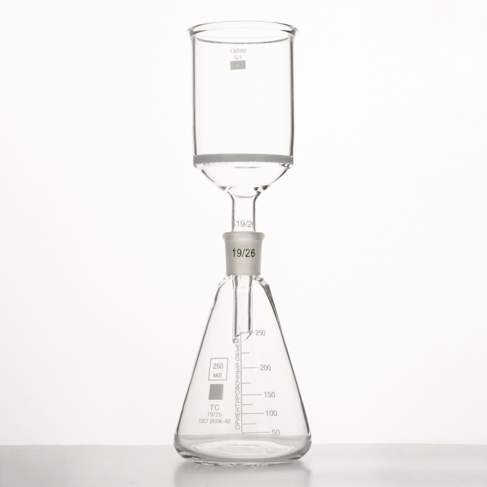 Воронка фильтровальная (Шотта G1) 130 мл со шлифом 19/26, D-38 мм, mesh 80-120, ПОР 160 мкм, ВФ-2-38