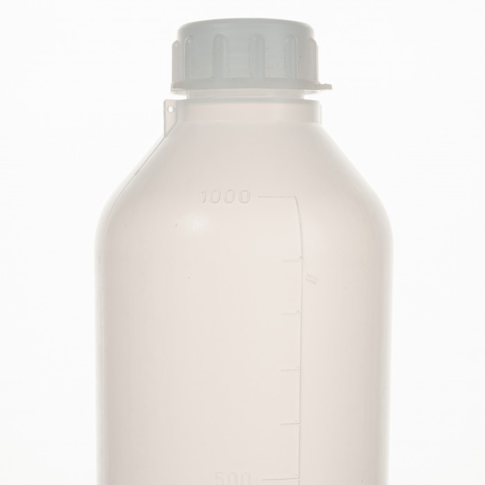 Бутылка градуированная 1000 мл, с узким горлом, с крышкой, п/эт, LAMAPLAST