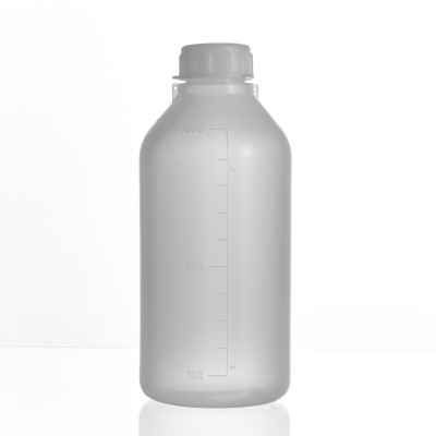 Бутылка градуированная 1000 мл, с узким горлом, с крышкой, п/эт, LAMAPLAST