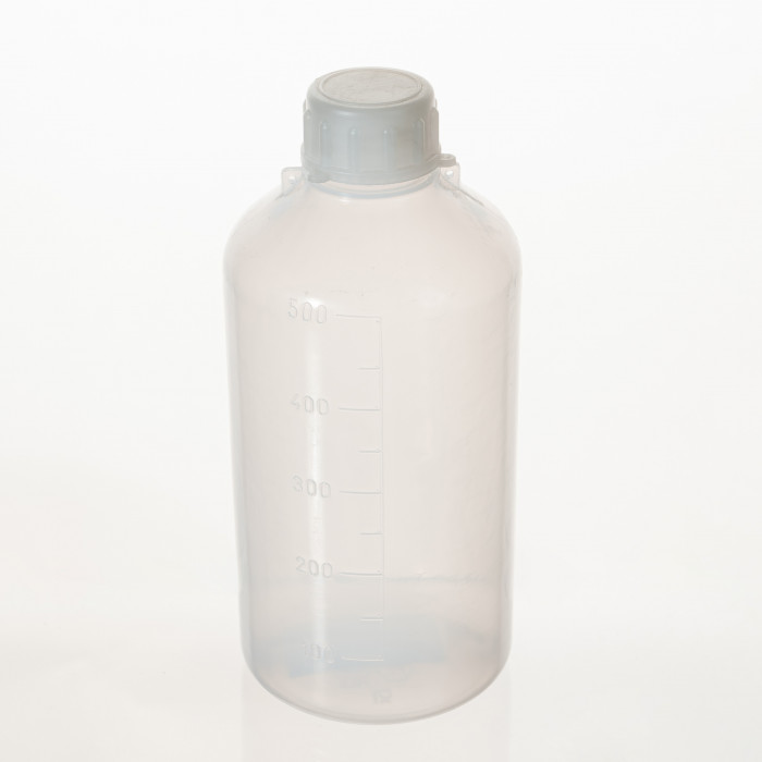 Бутылка градуированная 500 мл, с узким горлом, с крышкой, п/эт, LAMAPLAST